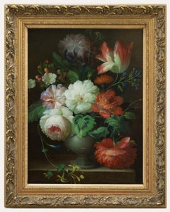 Thomas Lee - Framed 20th Century Oil, Still Life of Peonies