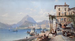 Bay of Naples Italy - British 19th century art oil painting Italian marinescape