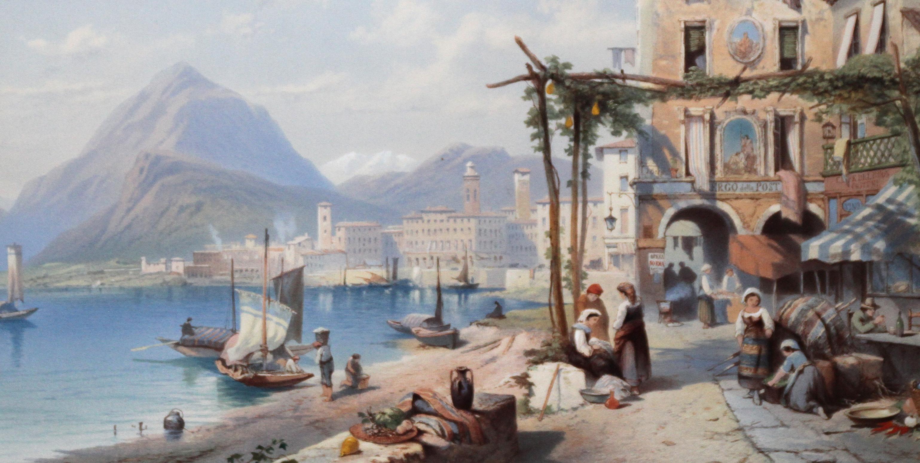 Bay of Naples Italy - British 19th century art oil painting Italian marinescape  - Realist Painting by Thomas Leeson Scrase Rowbotham