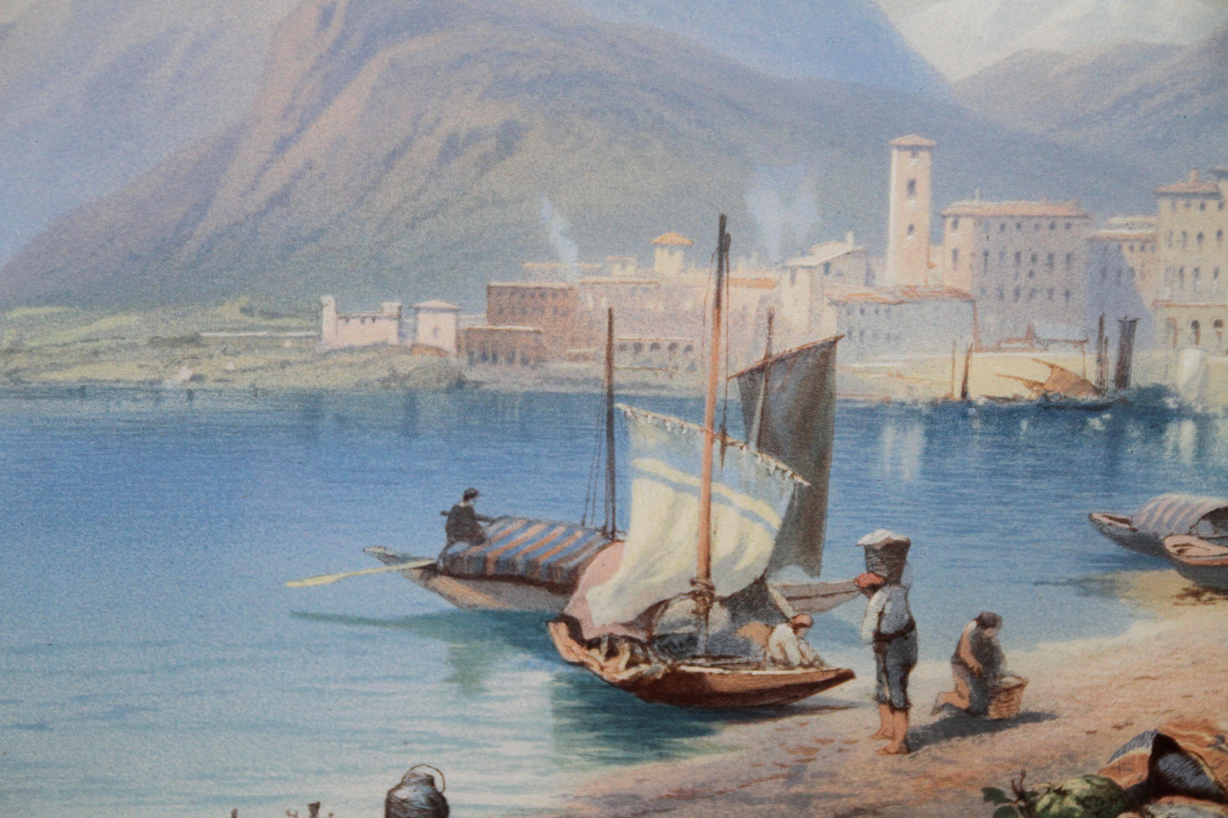 Bay of Naples Italy - British 19th century art oil painting Italian marinescape  For Sale 1