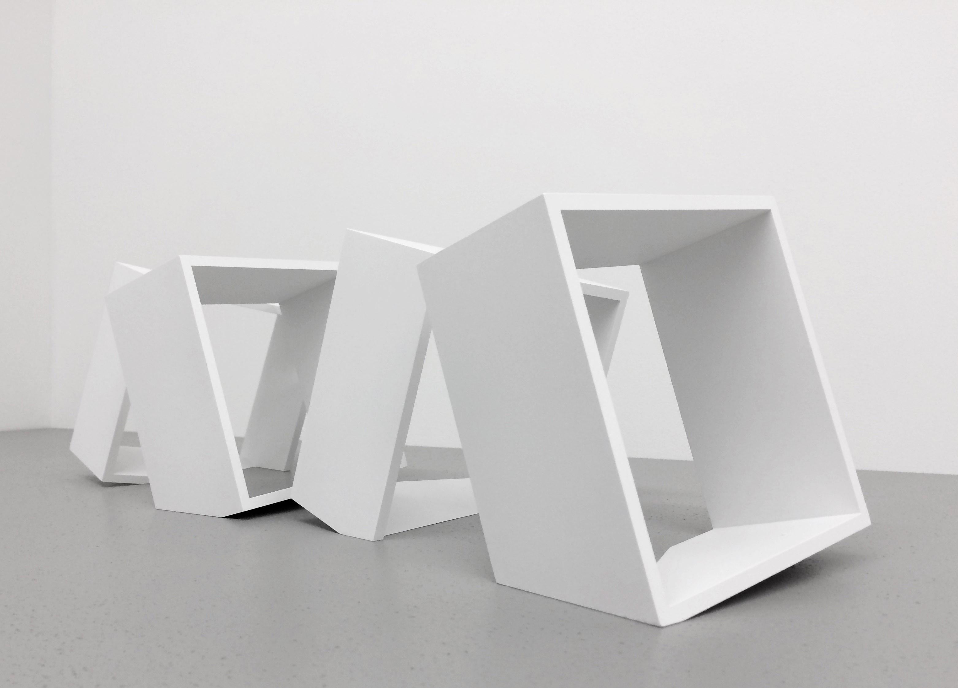 Untitled (4 white units), Geometrical Abstract Sculpture, 2018