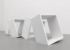 Ohne Titel (4 weiße Einheiten), Geometrische abstrakte Skulptur, 2018