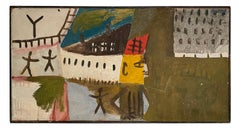 1957 Naive Oil Painting by Artist Thomas Leyland