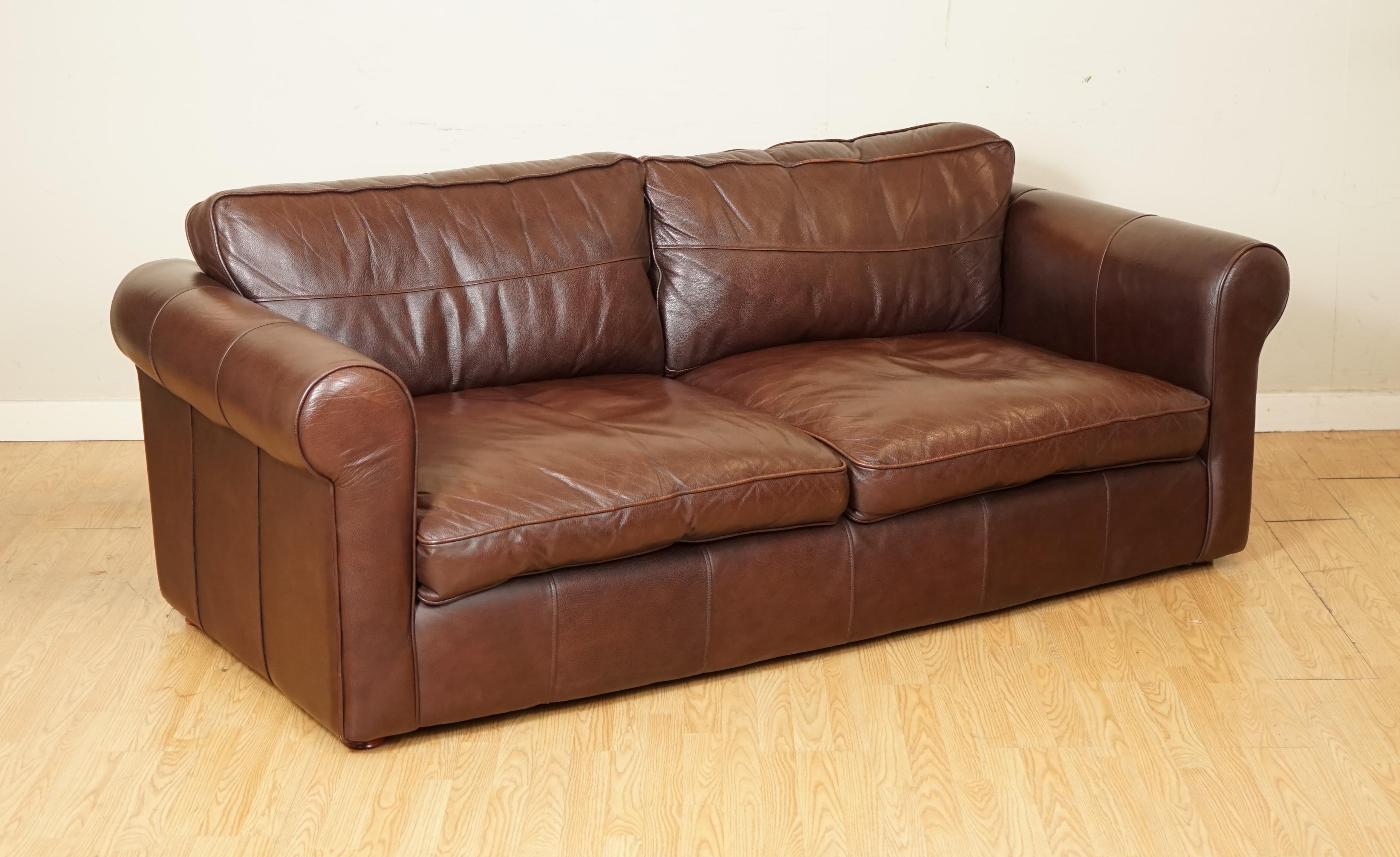 Thomas Lloyd Brown Leather Three Seater Sofa at 1stDibs