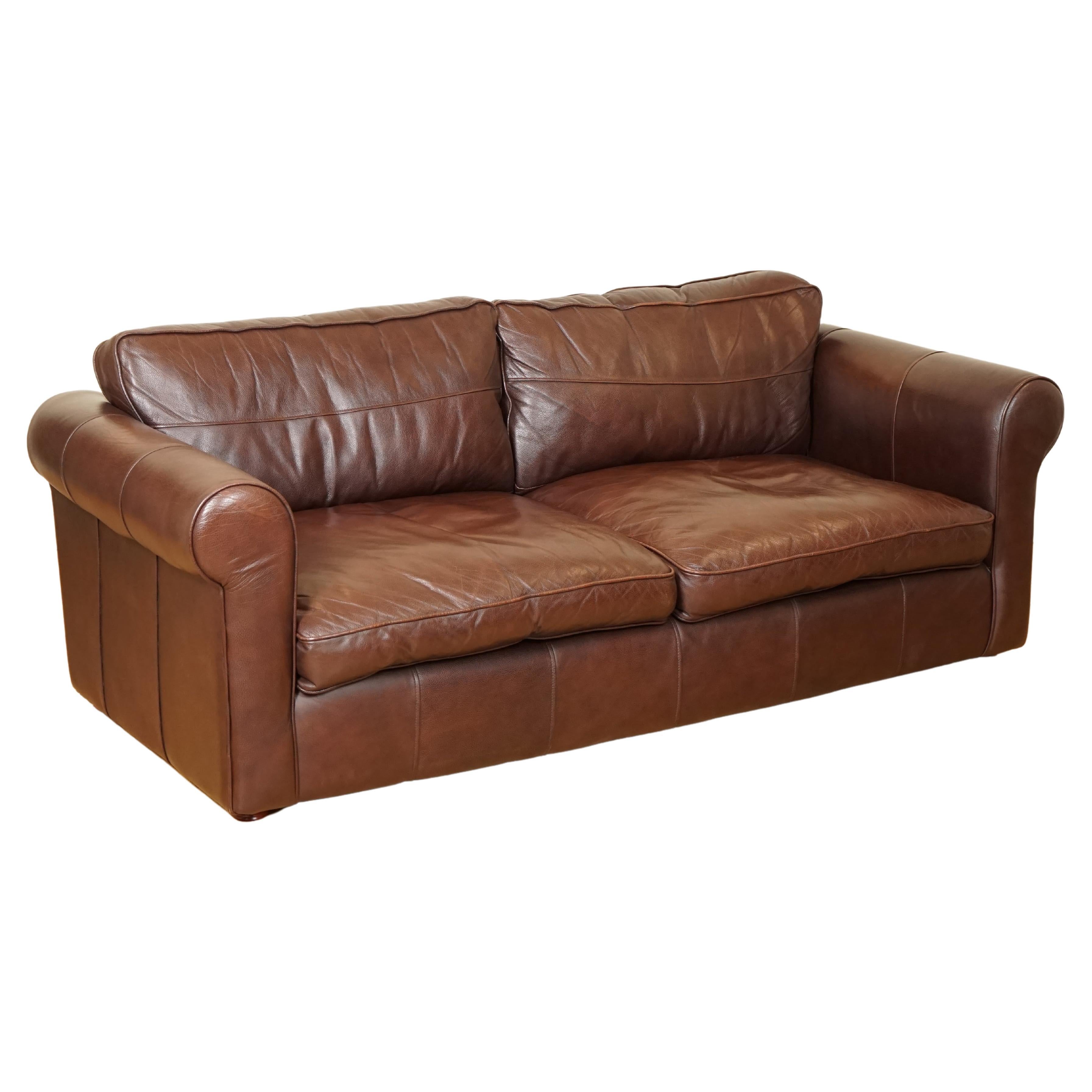 Thomas Lloyd Brown Leather Three Seater Sofa