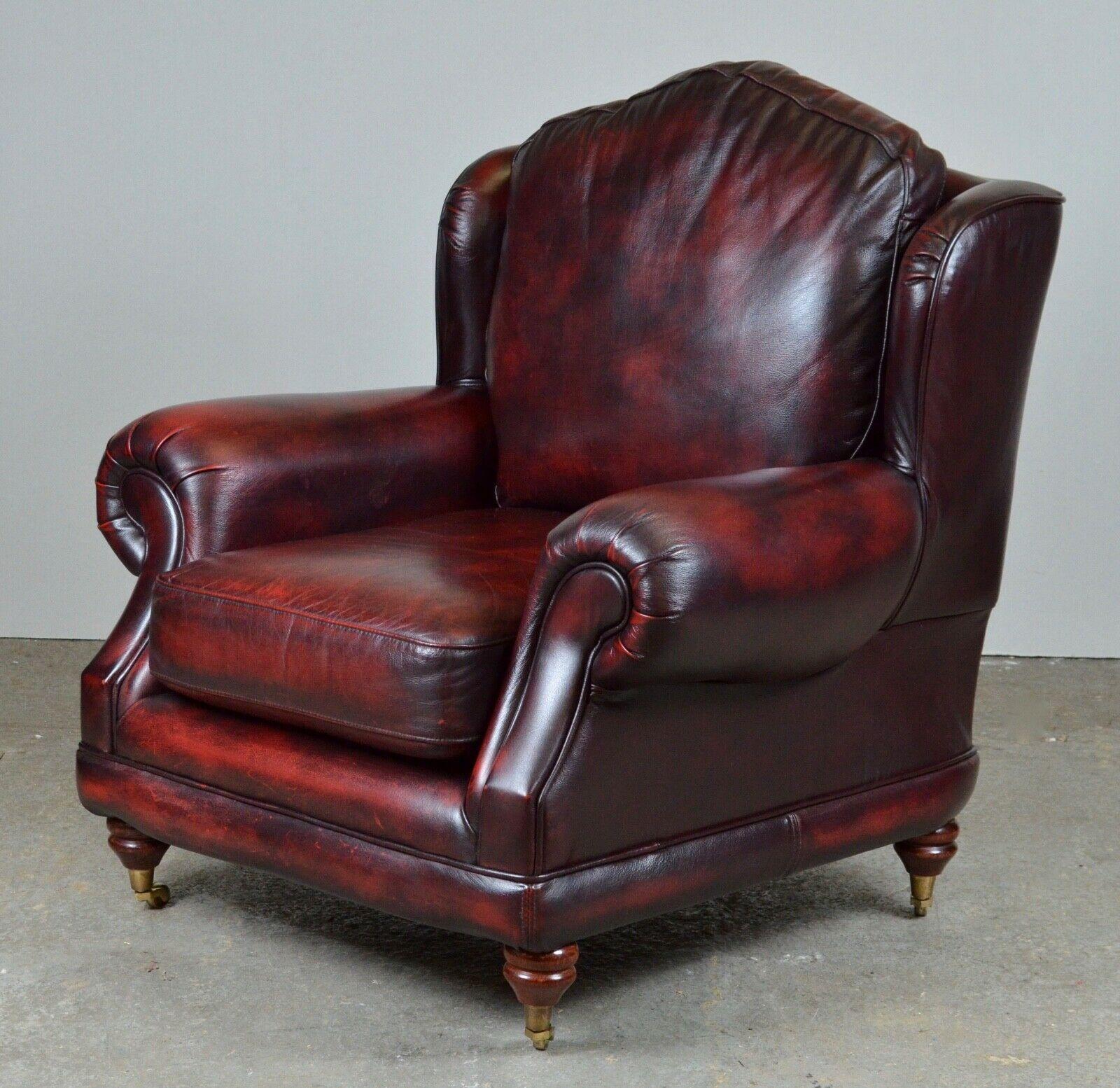 Hand-Crafted THOMAS LLOYD OXBLOOD RED LEATHER ARMCHAiR MATCHING SOFA ALSO AVAILABLE