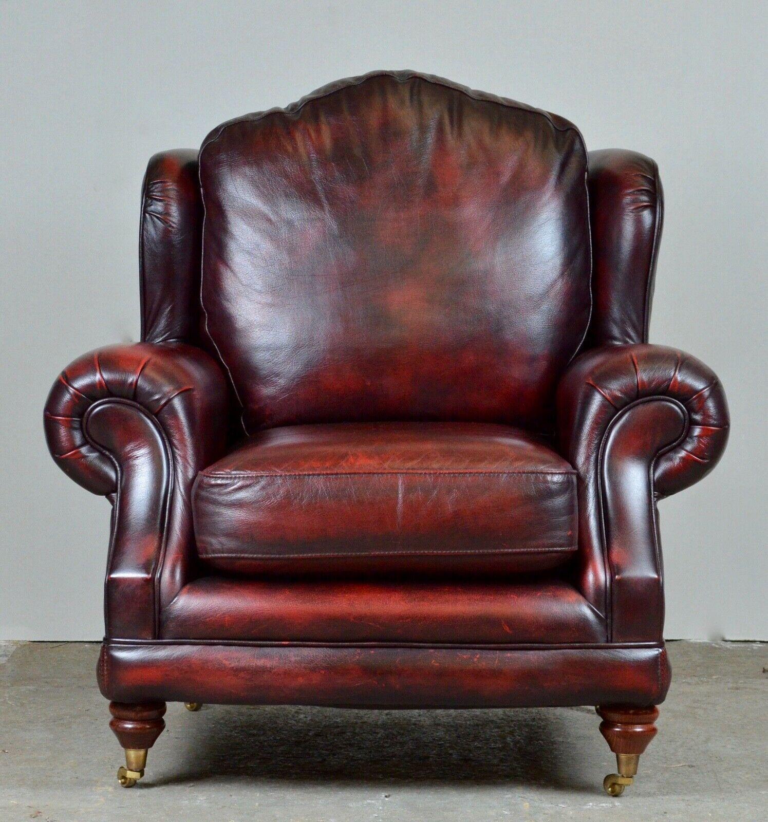 THOMAS LLOYD OXBLOOD RED LEATHER ARMCHAiR MATCHING SOFA ALSO AVAILABLE 2