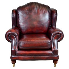 Vintage THOMAS LLOYD OXBLOOD RED LEATHER ARMCHAiR MATCHING SOFA ALSO AVAILABLE