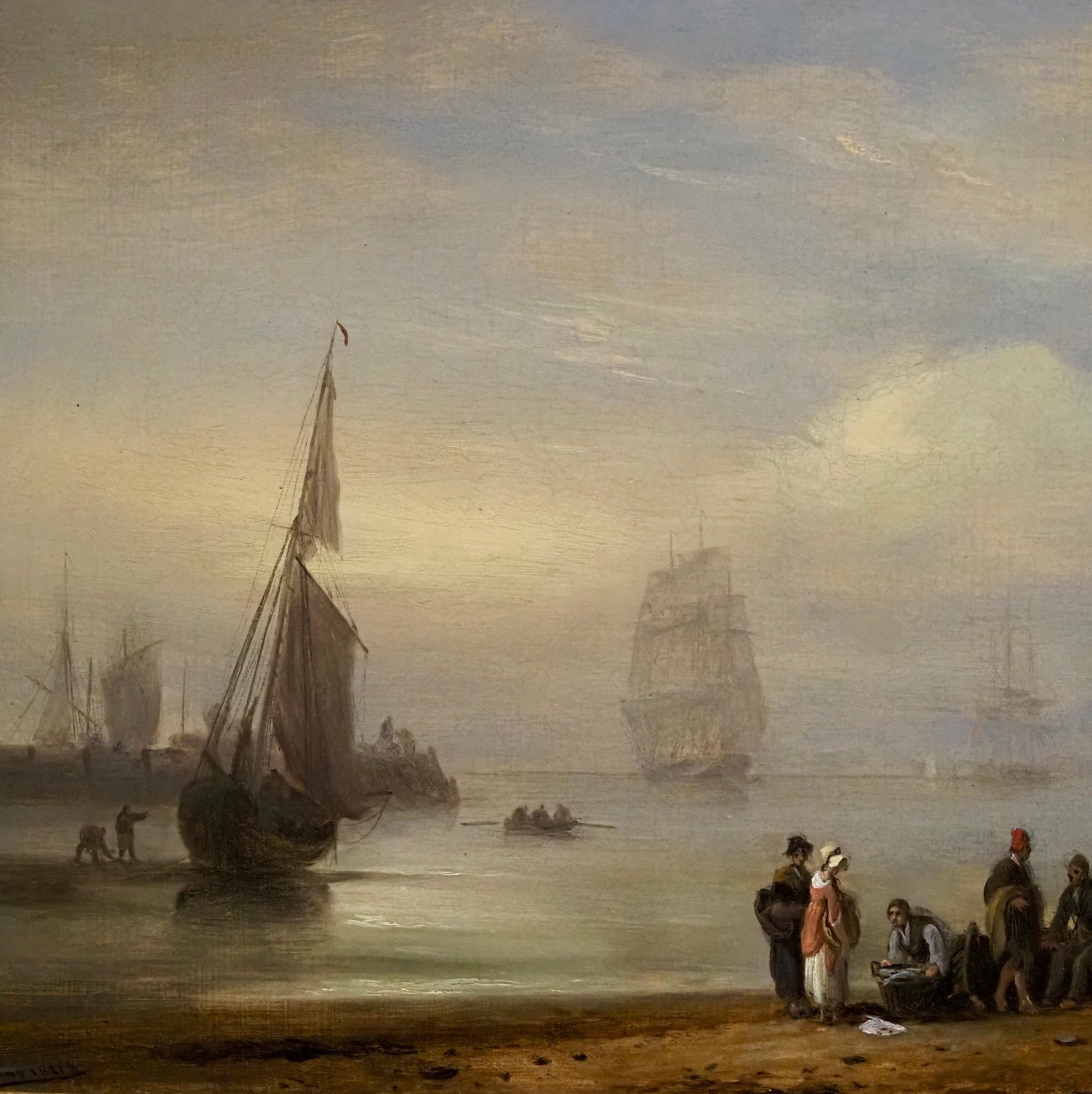 Thomas Luni (1759-1837)
Un récipient de pêche au reposant dans le port
Signé et daté 