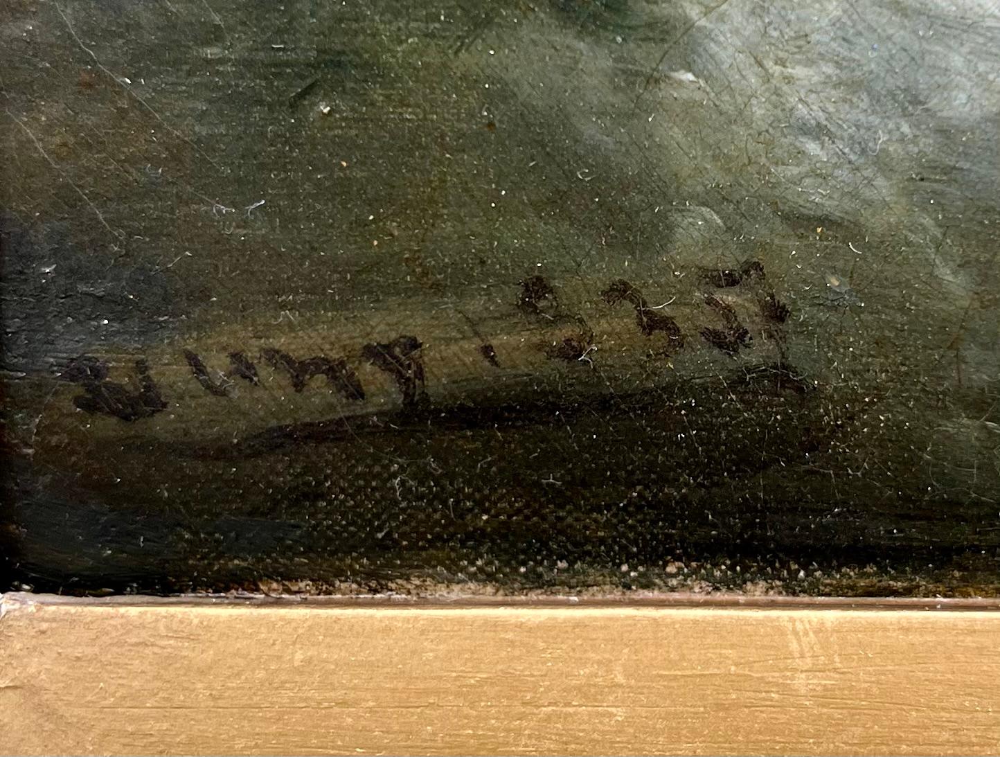 Navigation au large de la côte par l'artiste anglais Thomas Luni. Huile sur toile signée et datée 35' en bas à gauche. Beau cadre d'époque et peut-être d'origine.   

Thomas Luni (1759-1837), né en Cornouailles, probablement à St Ewe, est un artiste