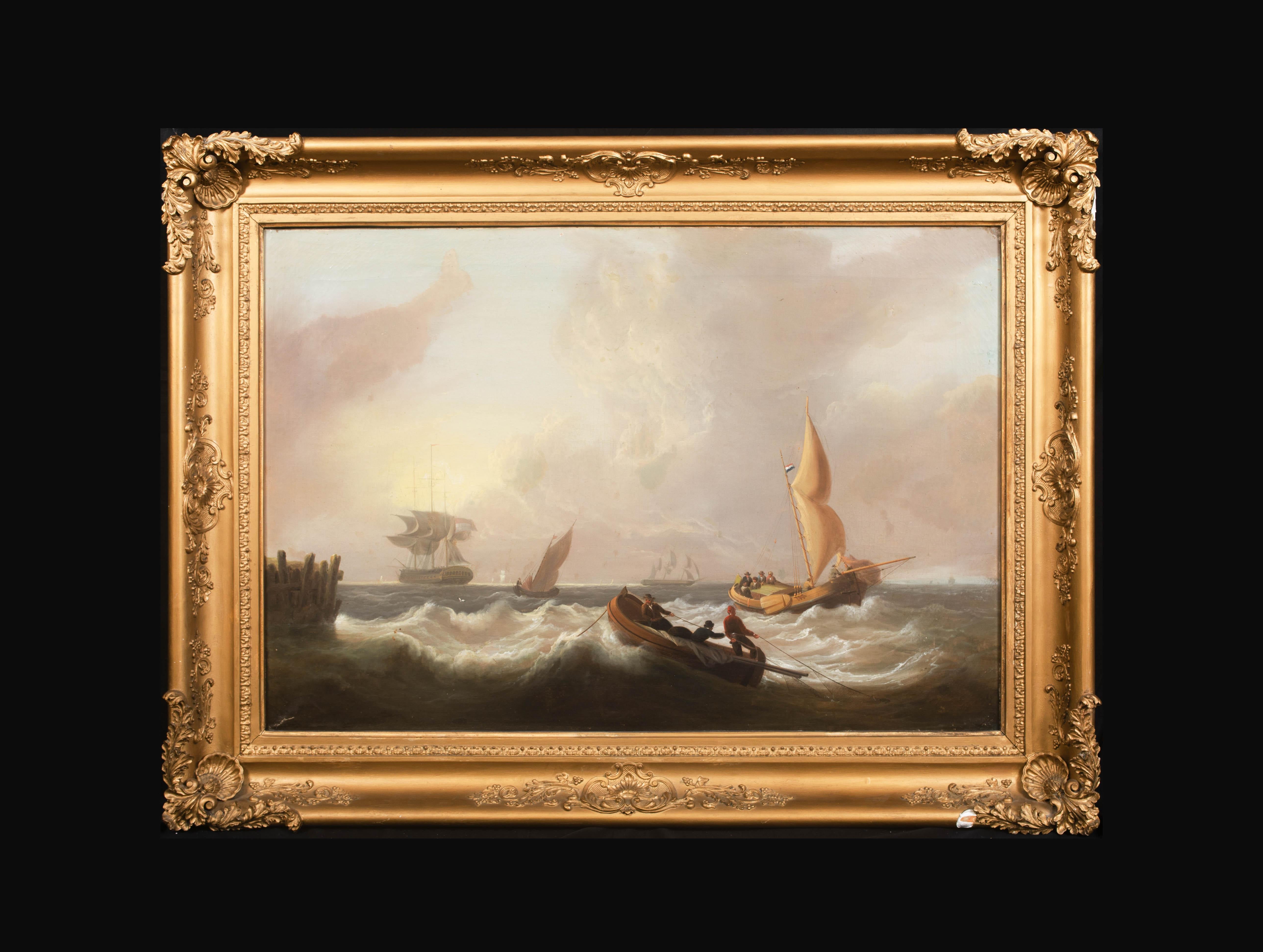 Navi che navigano al largo della costa, circa 1800  Thomas Luny (1759-1837) - uno della coppia 1