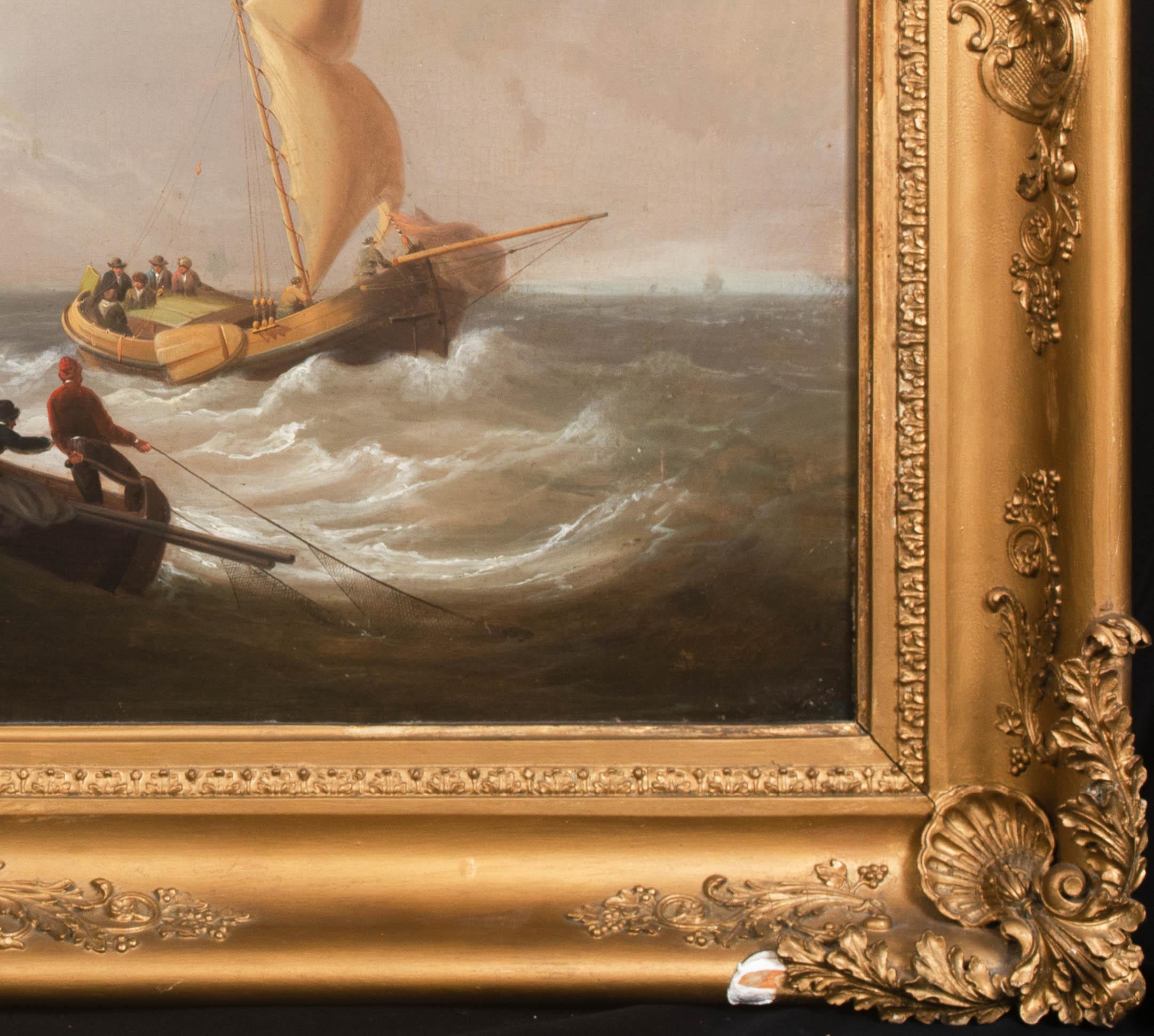 Navi che navigano al largo della costa, circa 1800  Thomas Luny (1759-1837) - uno della coppia 3