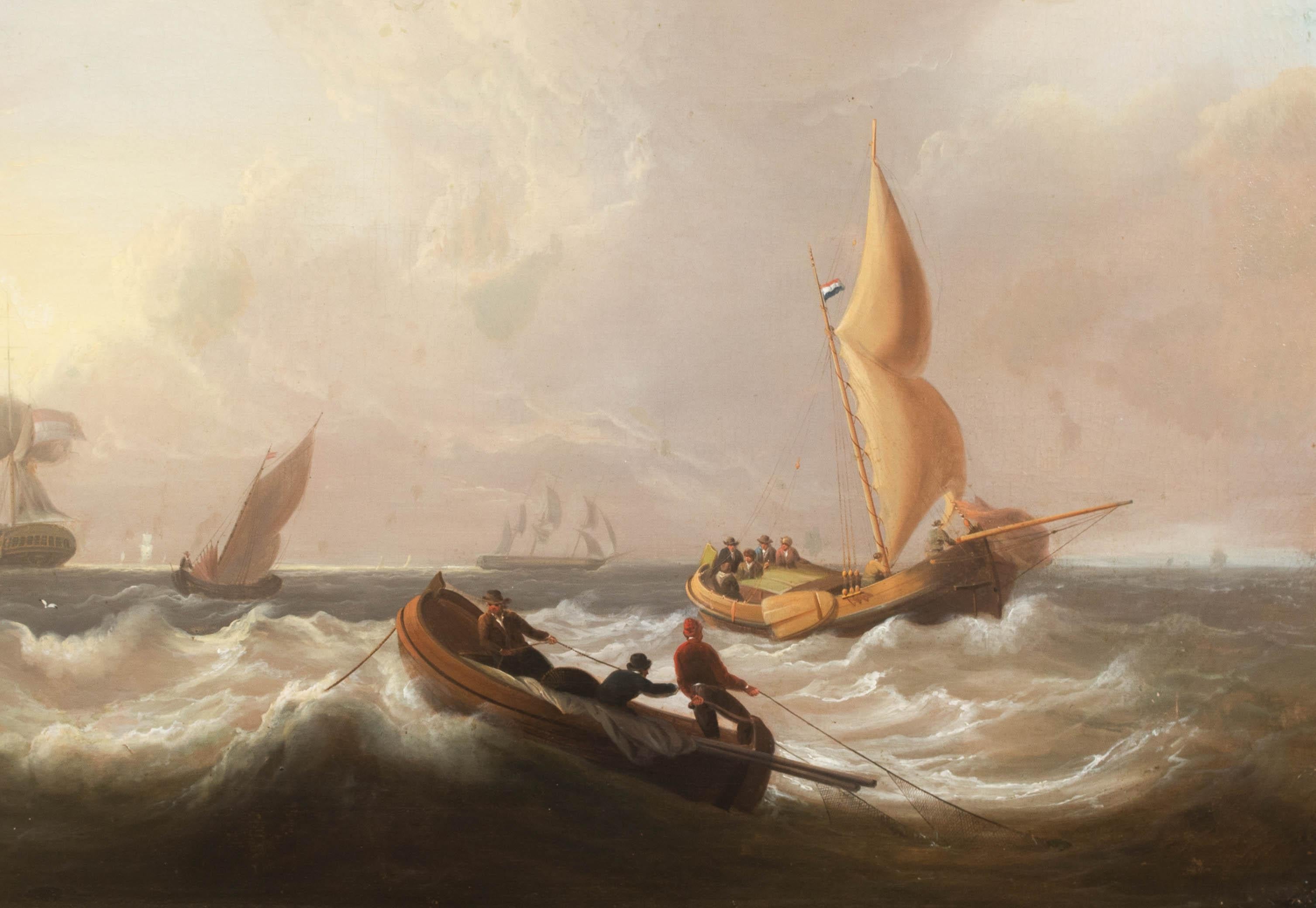 Navi che navigano al largo della costa, circa 1800  Thomas Luny (1759-1837) - uno della coppia 4