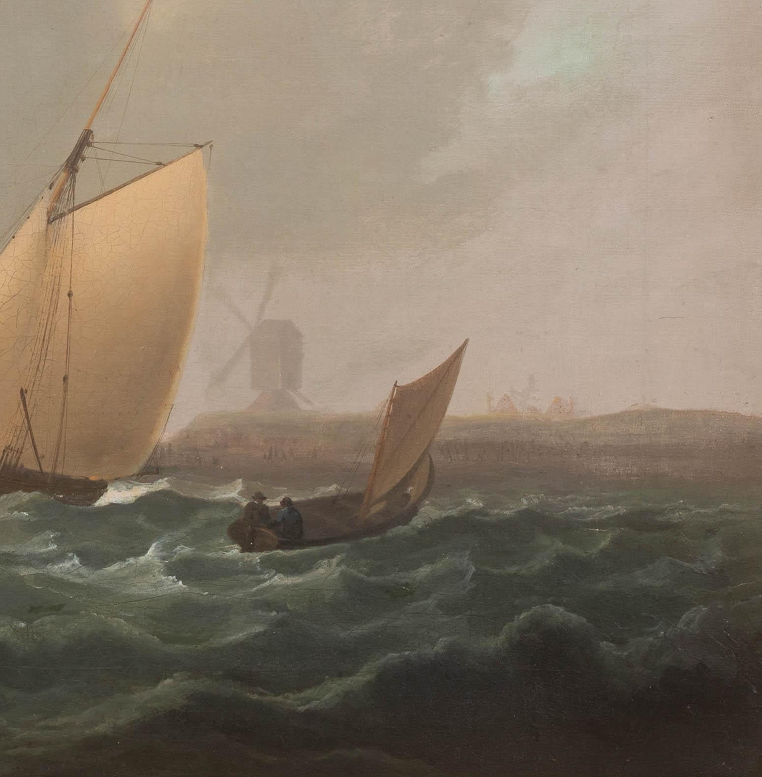 Ships Sailing Off The Coast, circa 1800  Thomas LUNY (1759-1837) - one of a pair For Sale 1