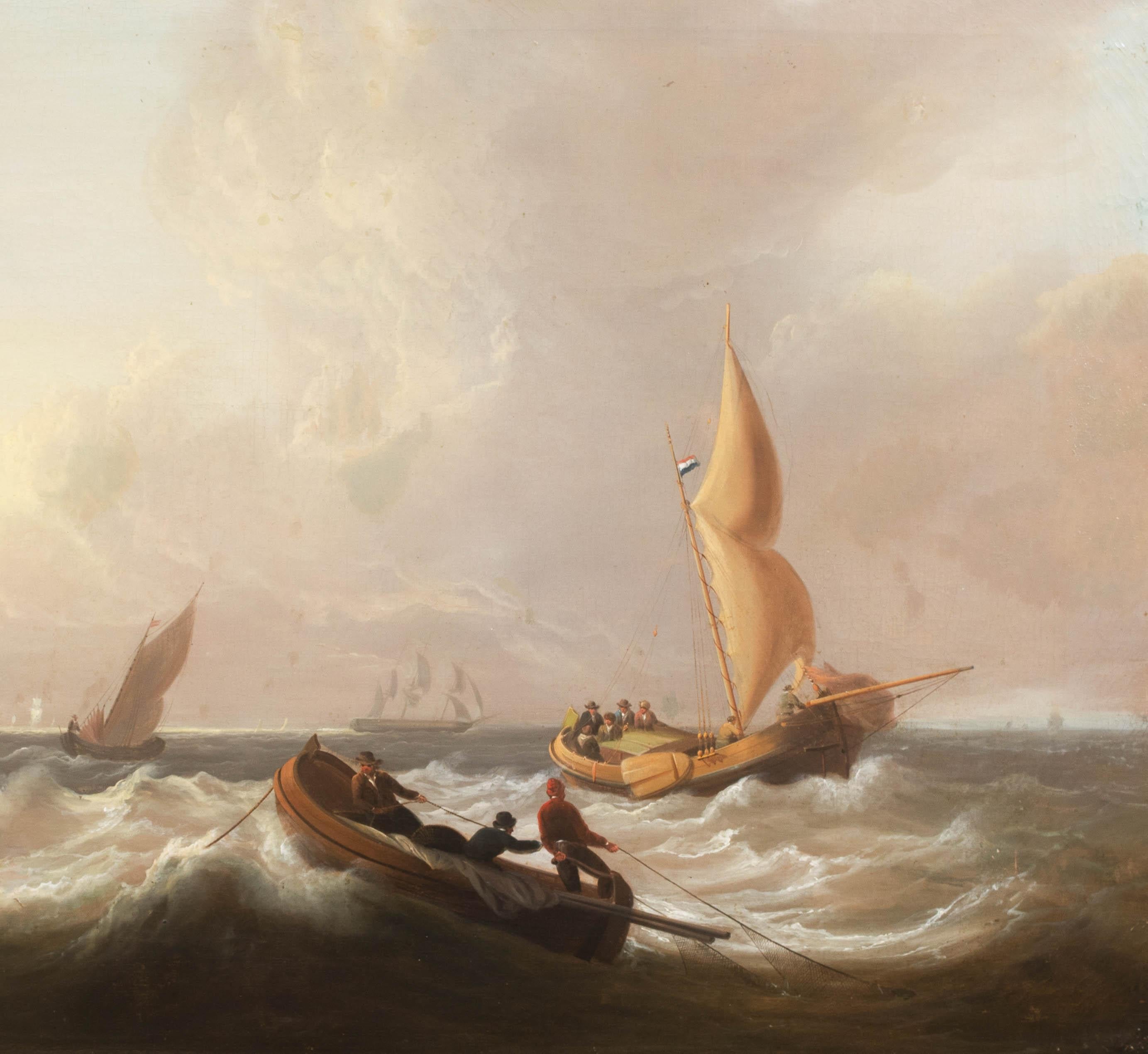 Navi che navigano al largo della costa, circa 1800  Thomas Luny (1759-1837) - uno della coppia 7