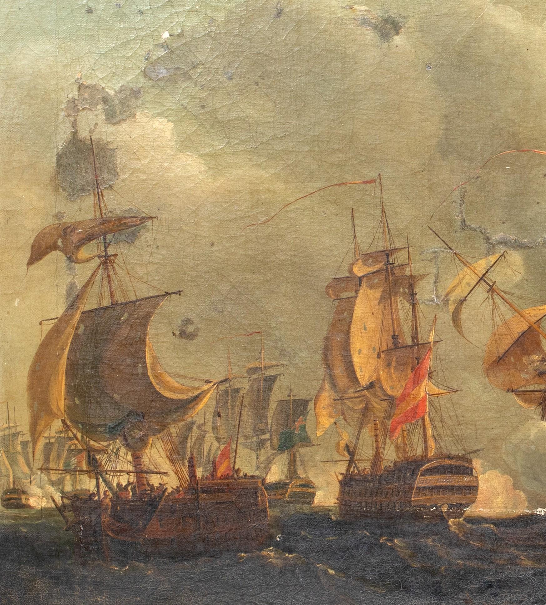 The Battle of Cape St Vincent, Anglo-Spanish War, 1797  - Brown Landscape Painting by Thomas Luny
