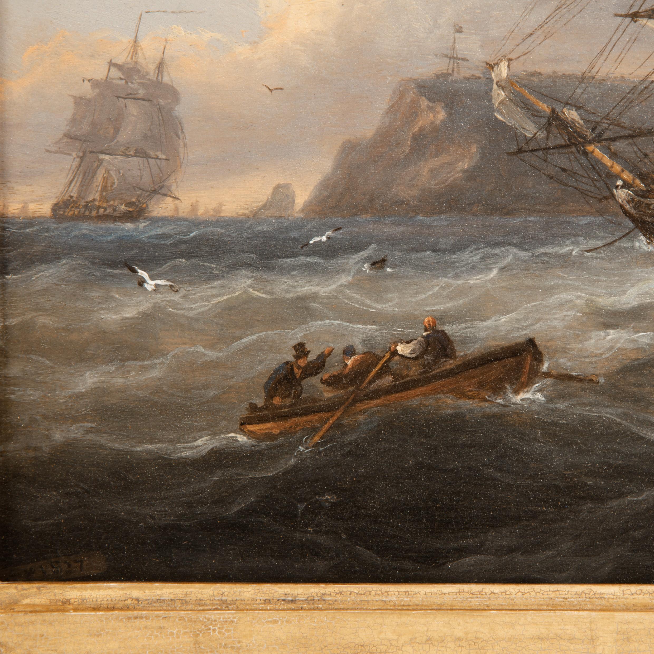 Thomas Luny, Hms Bellerophon Leaving Torbay with the Defeated Emperor Napoleon  For Sale 1