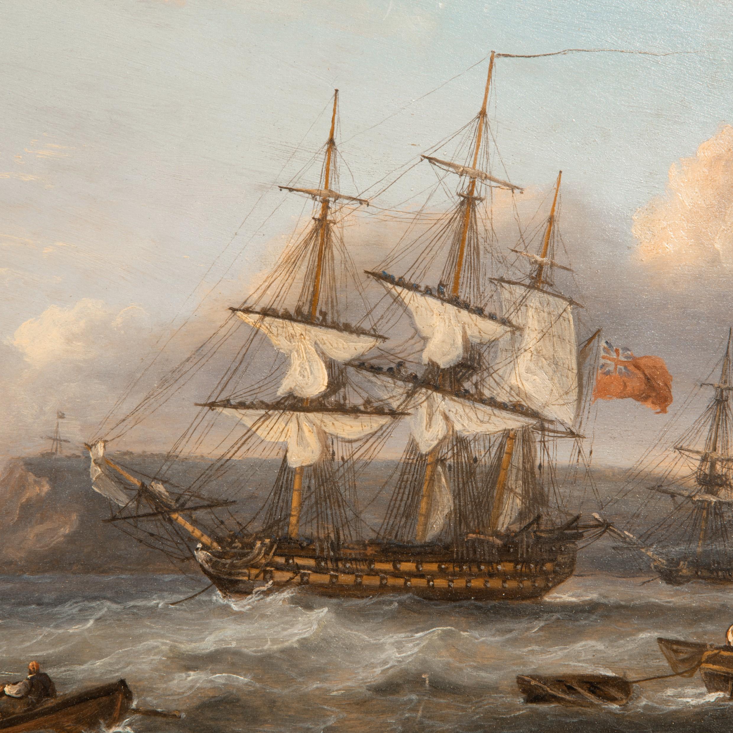 Paint Thomas Luny, Hms Bellerophon Leaving Torbay with the Defeated Emperor Napoleon  For Sale