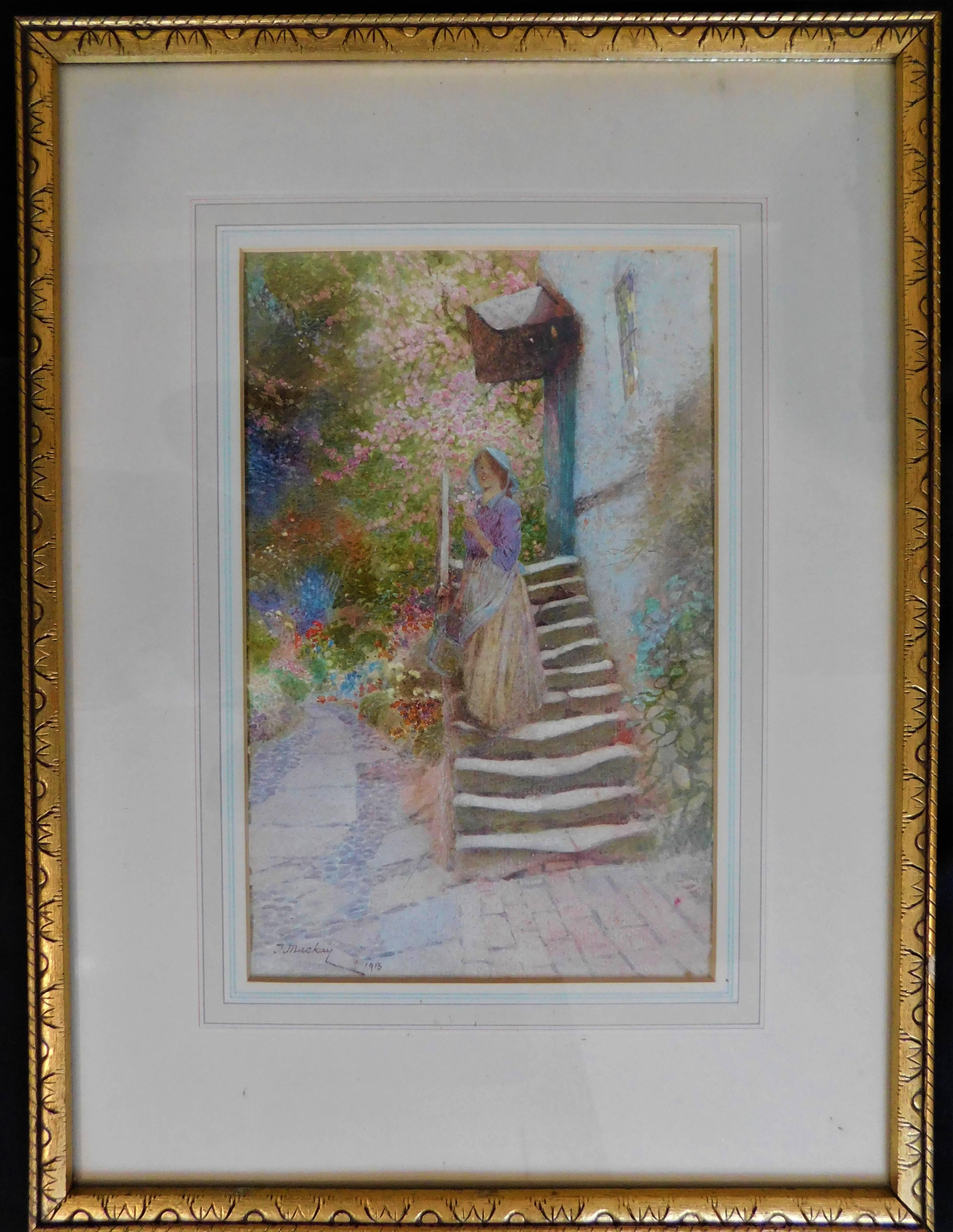 Promettente e quotato con vendite internazionali, l'artista inglese Thomas Mackay (1851 - 1920) presenta qui l'acquerello impressionista 