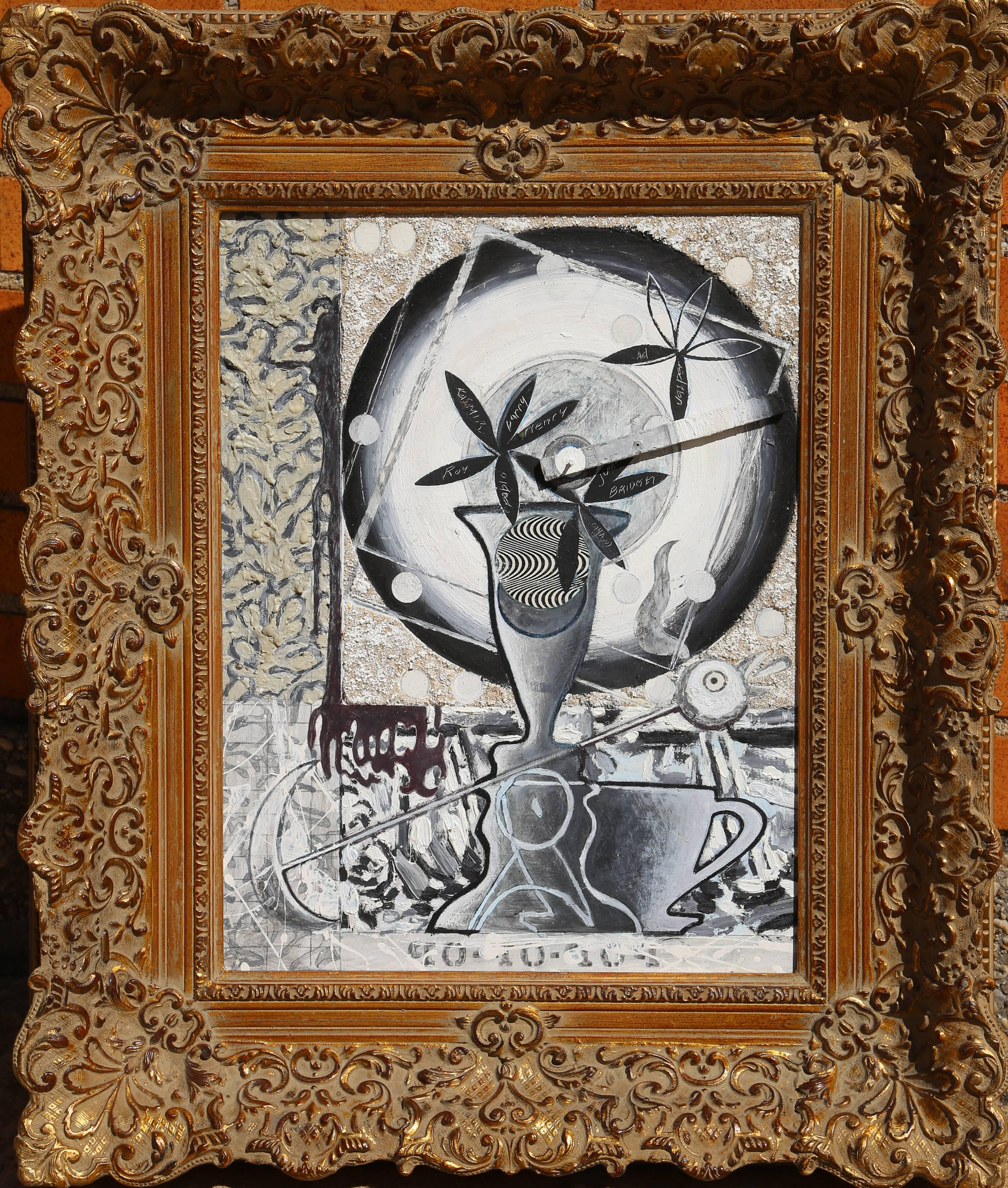 Artista: Thomas Mahady
Titolo: Op-Op-Pop
Anno: 1987
Medium: Olio, Acrilico, Encausto, Gesso e Sabbia su masonite, firmato sul retro.
Dimensione: 13.75  x 17,5 pollici (34,93  x 44,45 cm)
Cornice: 25 x 21 pollici
