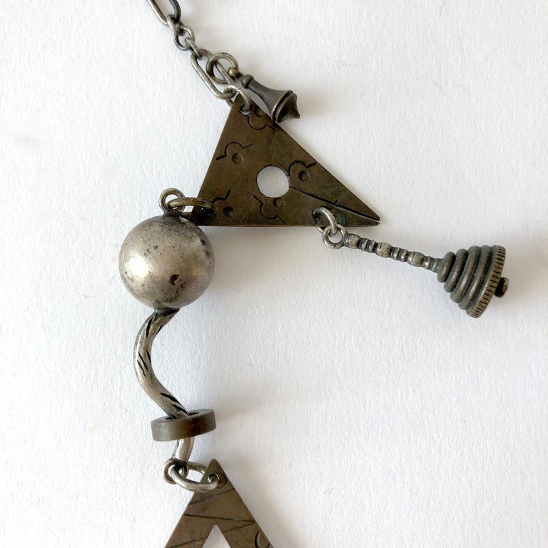 Women's Thomas Mann Sterling Silver Bronze Techno Kinetic Cat Fetish Necklace For Sale