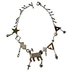 Thomas Mann Sterling Silver Bronze Techno Kinetic Cat Fetish Necklace