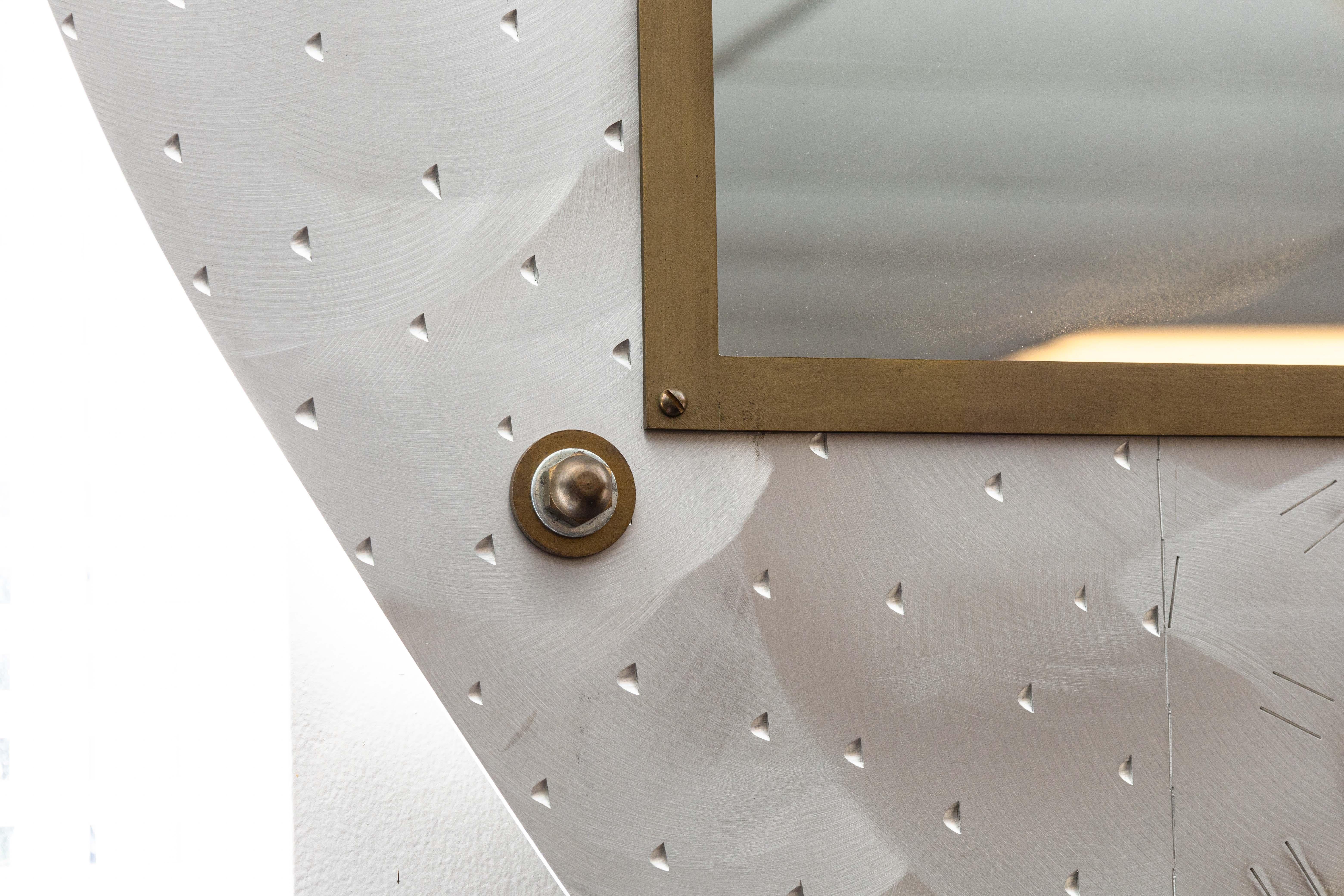 Thomas Mann Techno Romantic Arrow Through Heart Brushed Metal Modern Wall Mirror 2