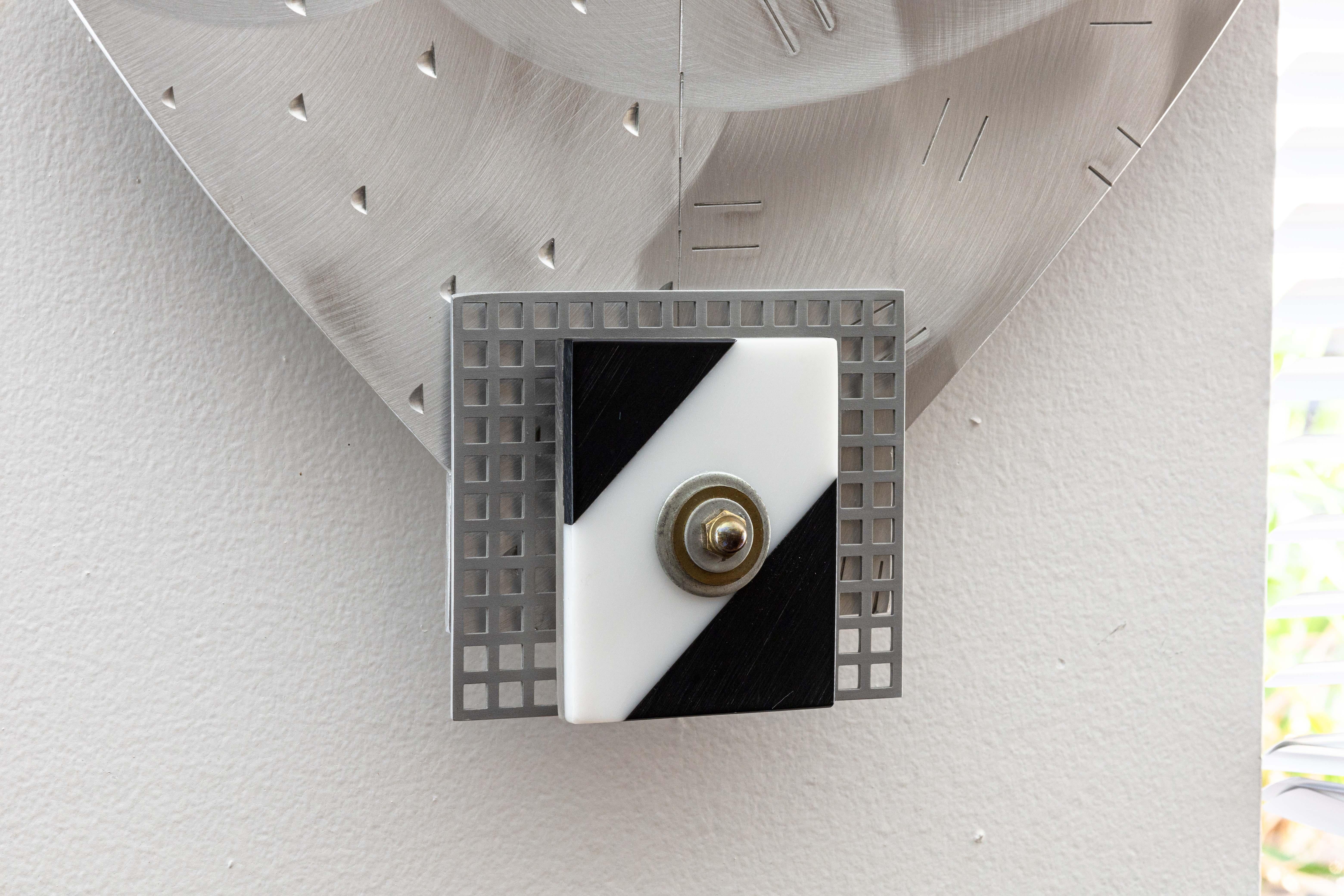 Thomas Mann Techno Romantic Arrow Through Heart Brushed Metal Modern Wall Mirror 4