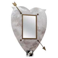 Thomas Mann Techno Romantic Arrow Through Heart Brushed Metal Modern Wall Mirror