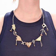 Thomas Mann Techno-Romantic Mixed Metals Silver & Bronze Token Necklace