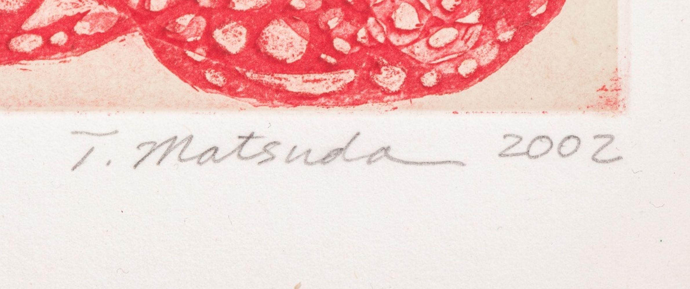 Thomas Matsuda (estadounidense, n. 1956), Composición abstracta en rojo, Aguafuerte sobre papel, 2002, edición numerada 