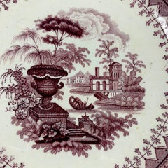 Thomas Mayer Purple Canova Pattern English Staffordshire Transferware Plate