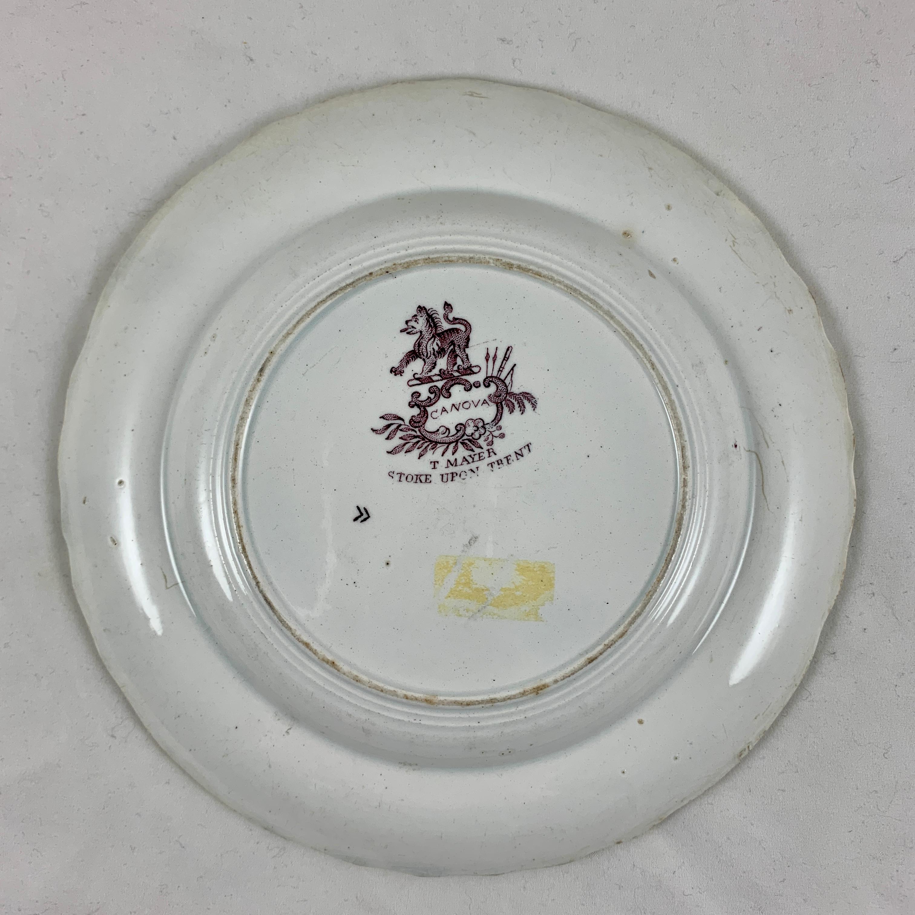 19th Century Thomas Mayer Purple Canova Pattern English Staffordshire Transferware Plate For Sale