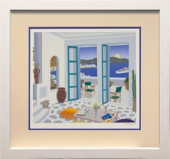 Aegean Paradise Serigraph, Signed Screen Print, Framed, 1990s