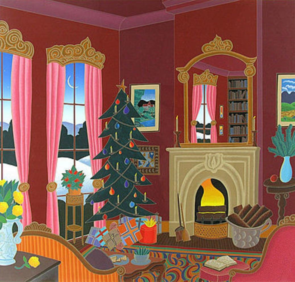 Thomas McKnight Interior Print - Christmas in Connecticut
