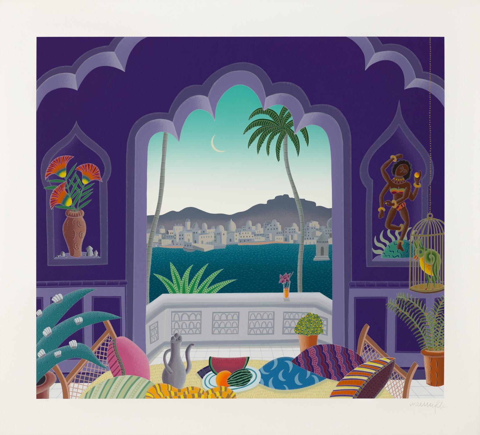 Pavillon am Jaipur-See – Print von Thomas McKnight