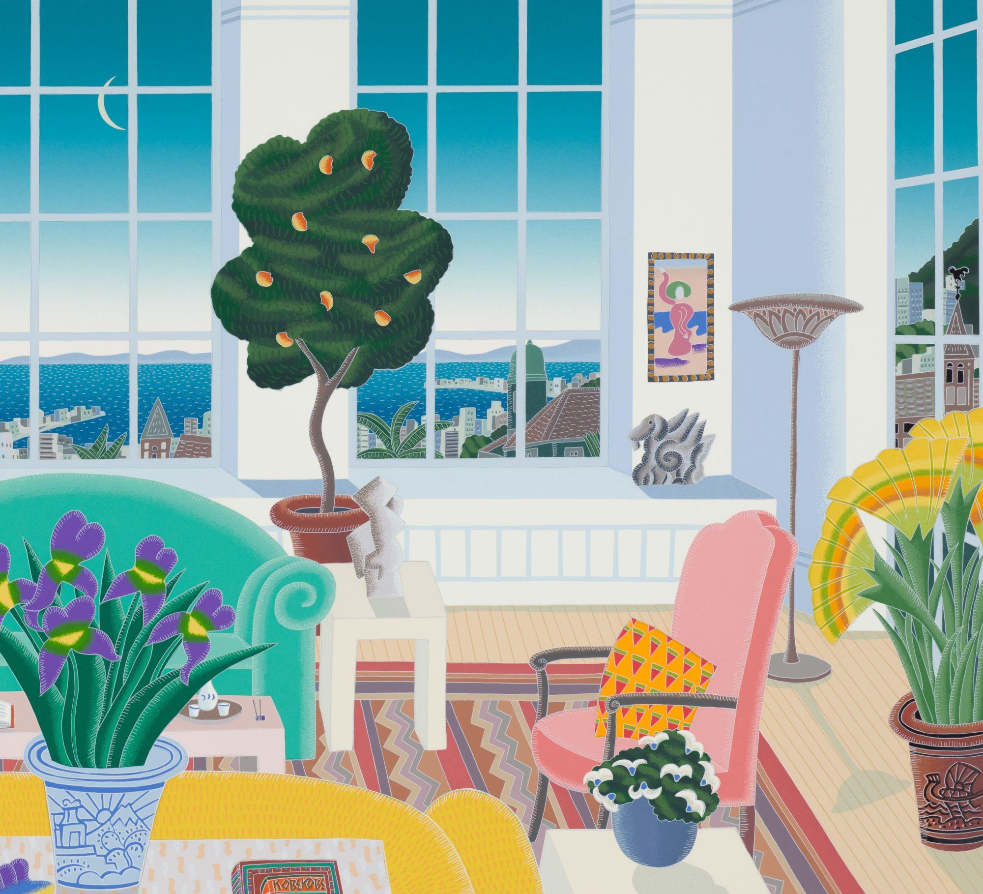 Pacific Heights ist eine Serigrafie auf Papier mit einer Bildgröße von 18 x 36 Zoll, signiert 