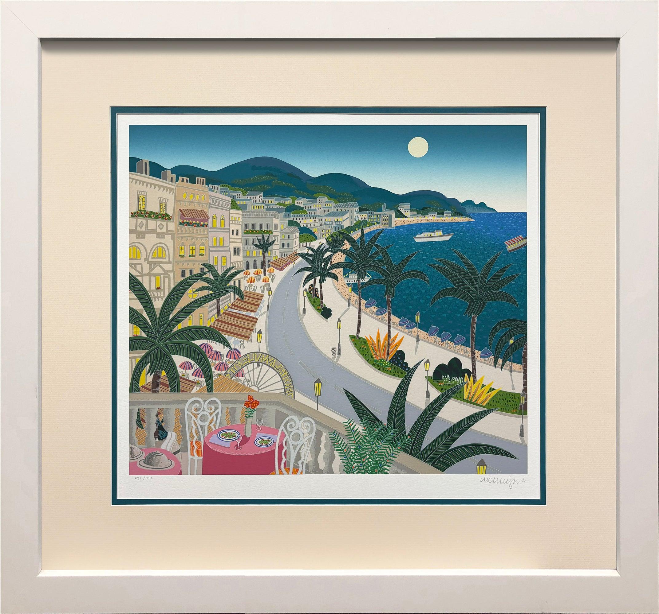 Serigrafía Riviera Paradise, Firmada, Años 90, Enmarcada, 18x20 Pulgadas