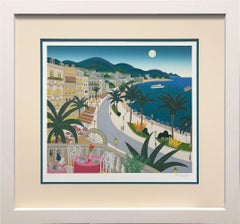 Riviera Paradise Serigraph, Signed, 1990s, Framed, 18x20 Inches