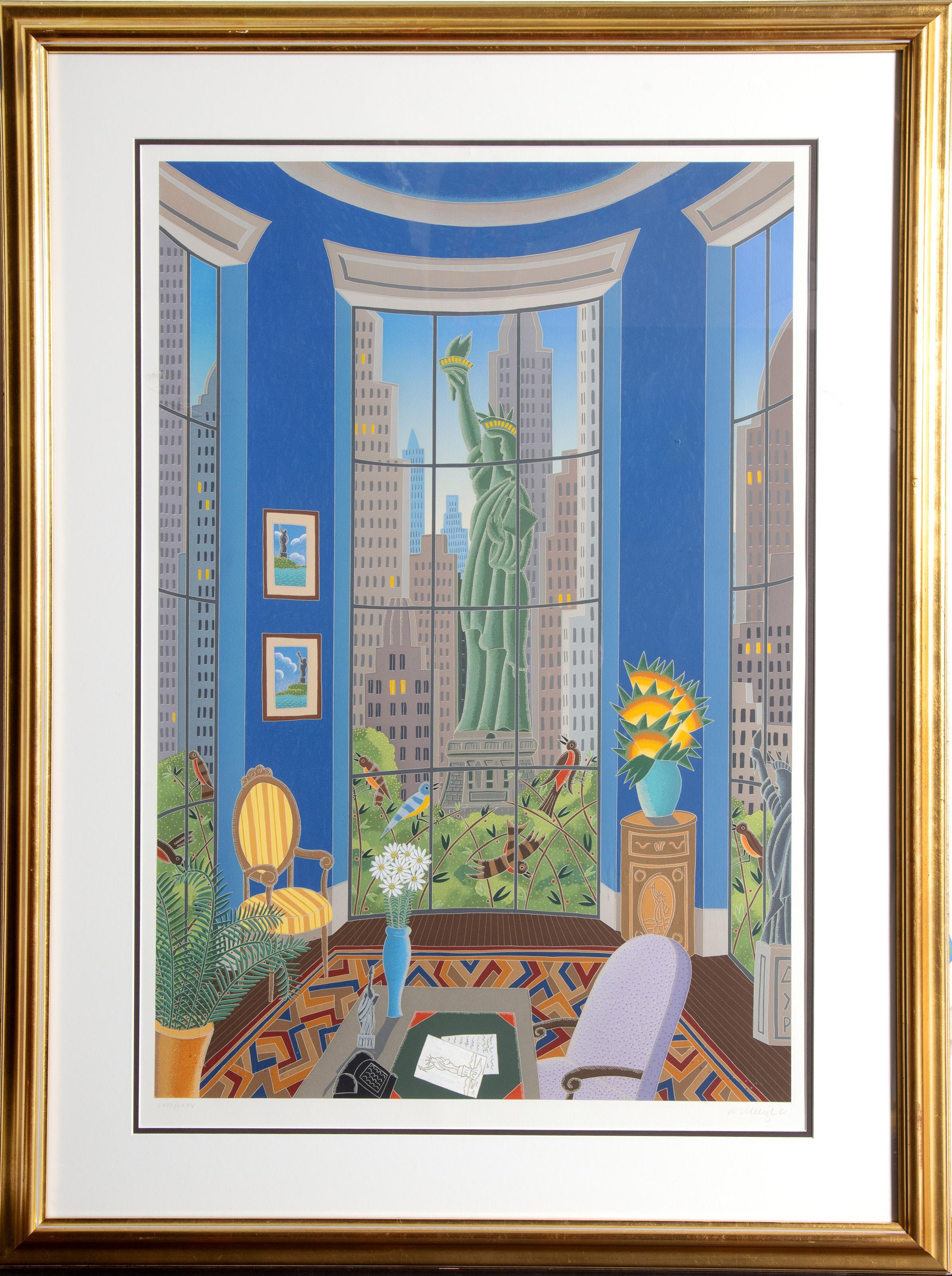 Siete estatuas
Thomas McKnight, estadounidense (1941)
Serigrafía, firmada y numerada a lápiz
Edición de LVII/LXXV
Tamaño de la imagen: 34 x 23 pulgadas
Tamaño: 106,68 x 77,47 cm (42 x 30,5 pulg.)
Tamaño del marco: 46 x 34,5 pulgadas