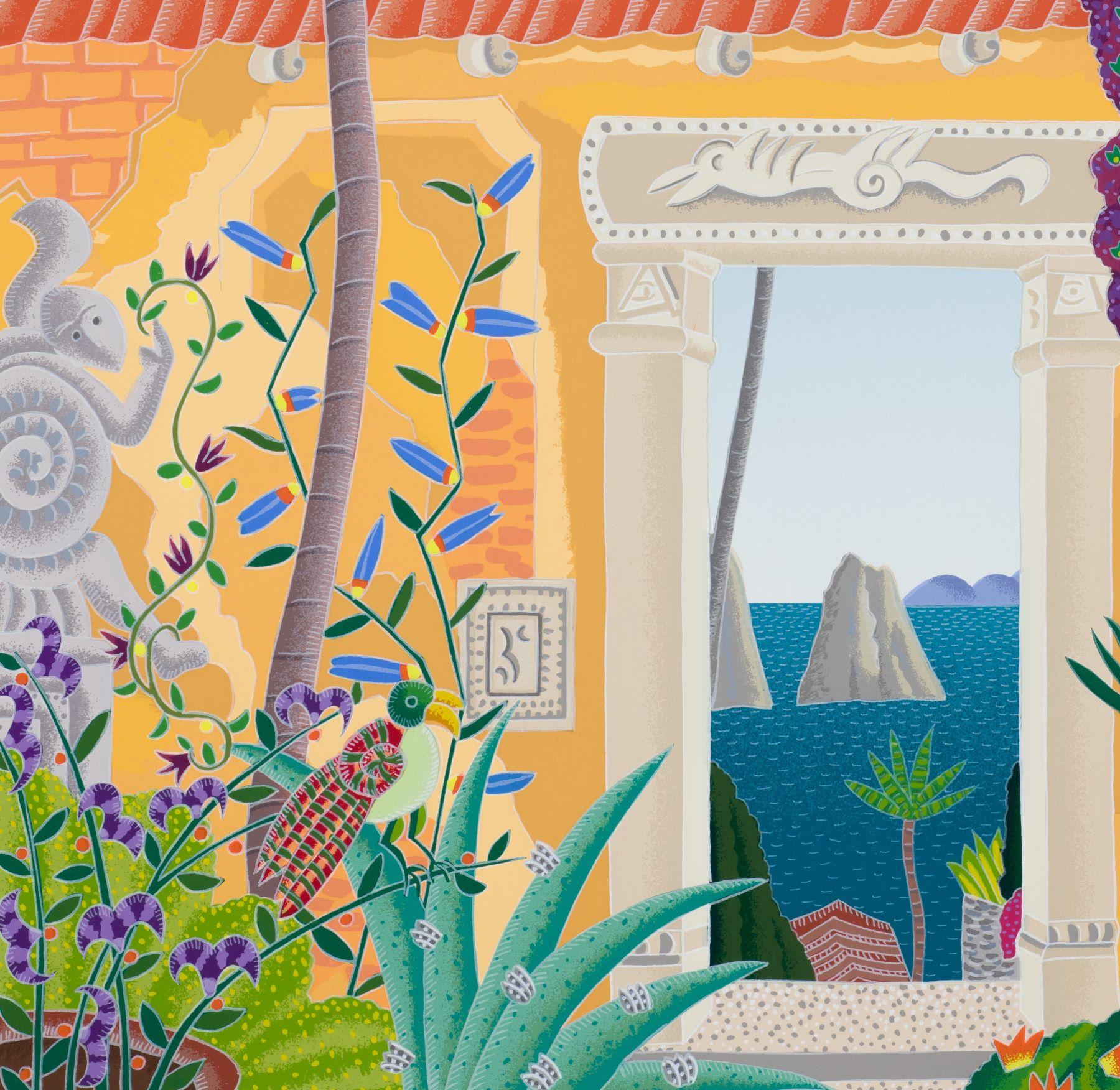 Sorrento Courtyard della collezione Amalfi Coast è una serigrafia su carta con dimensioni di 16 x 18 pollici, firmata 