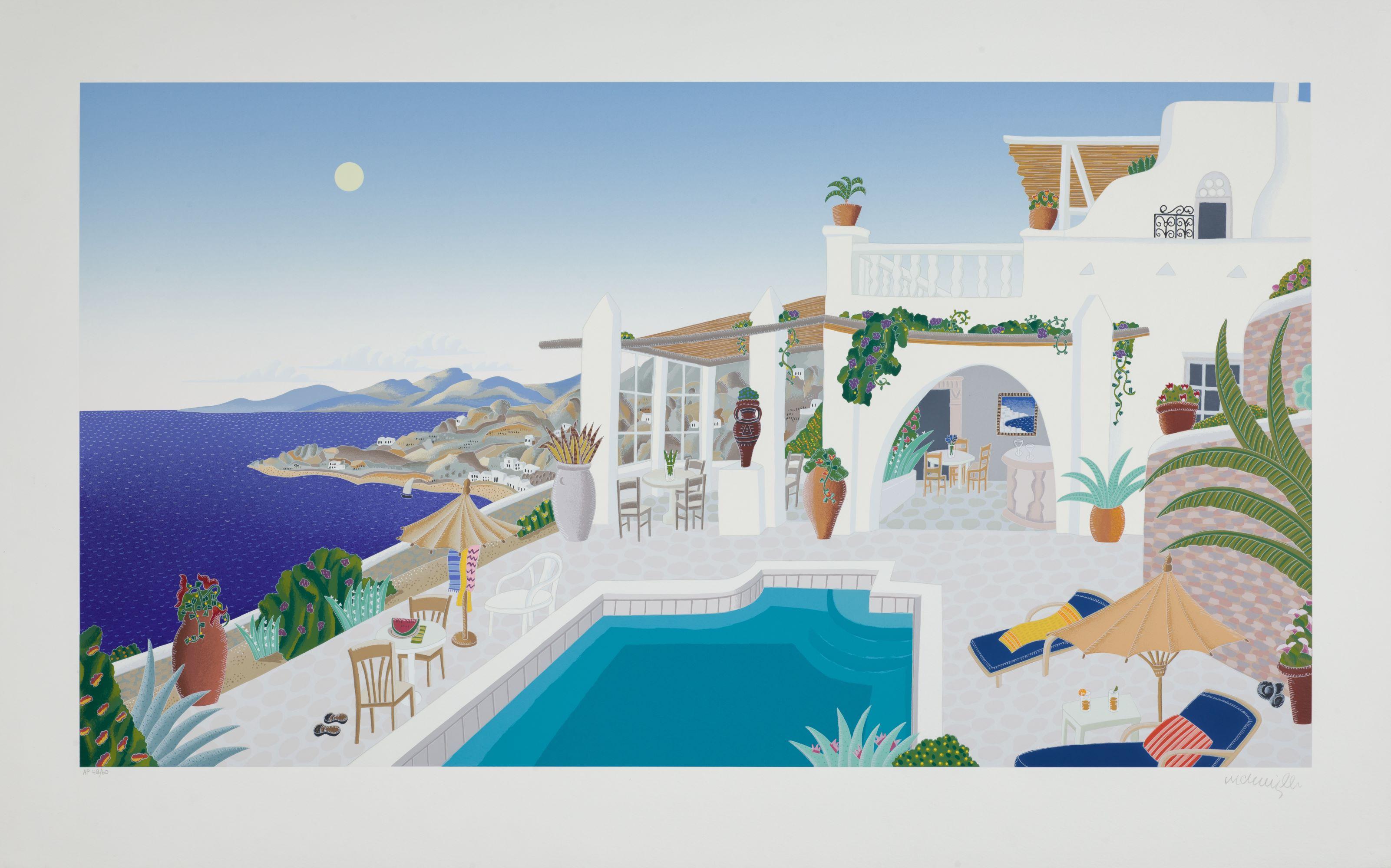 Thomas McKnight Landscape Print - Sunset Hill - Mykonos