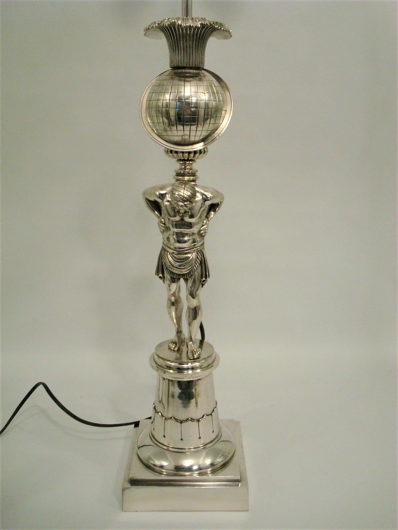 Thomas Messenger and Sons 'Atlas' Sculpture Bronze Lamp Base, England circa 1835 For Sale 8