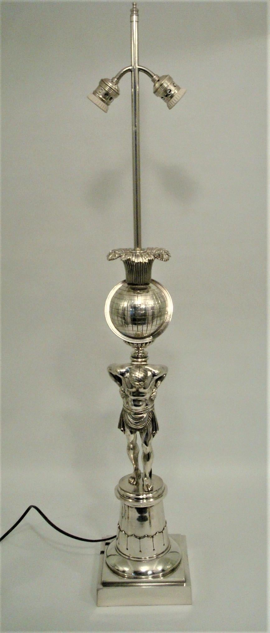 Regency Thomas Messenger and Sons 'Atlas' Base per lampada in bronzo scolpito, Inghilterra, circa 1835 in vendita