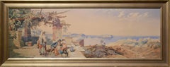 Antique Panoramic View over Naples Bay 19th century Watercolor by Richardson RWS