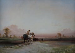 Original Oil on Panel by Thomas Miles Richardson, "Returning from Labour"