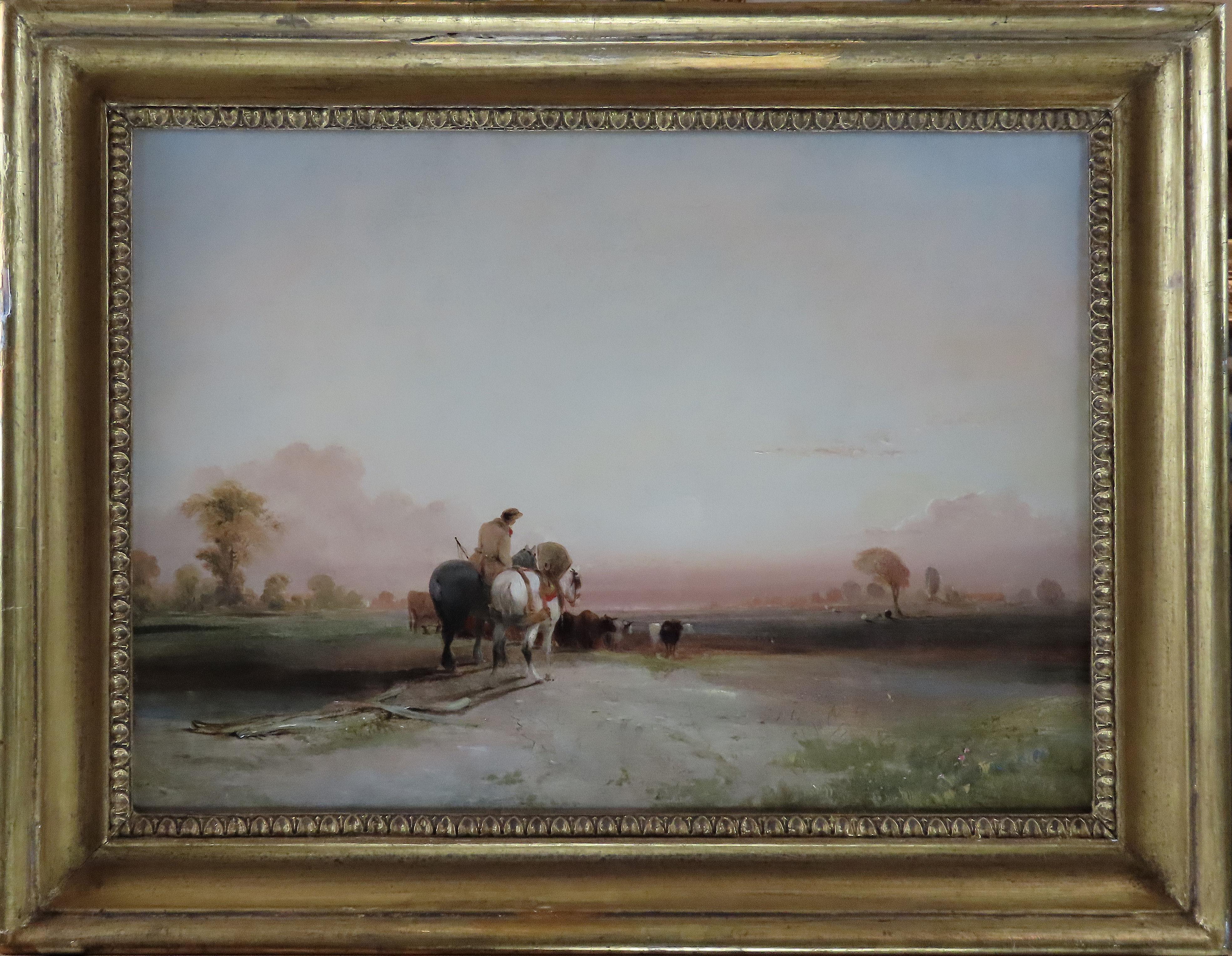 Original Öl auf Leinwand von Thomas Miles Richardson, "Rückkehr von der Arbeit".