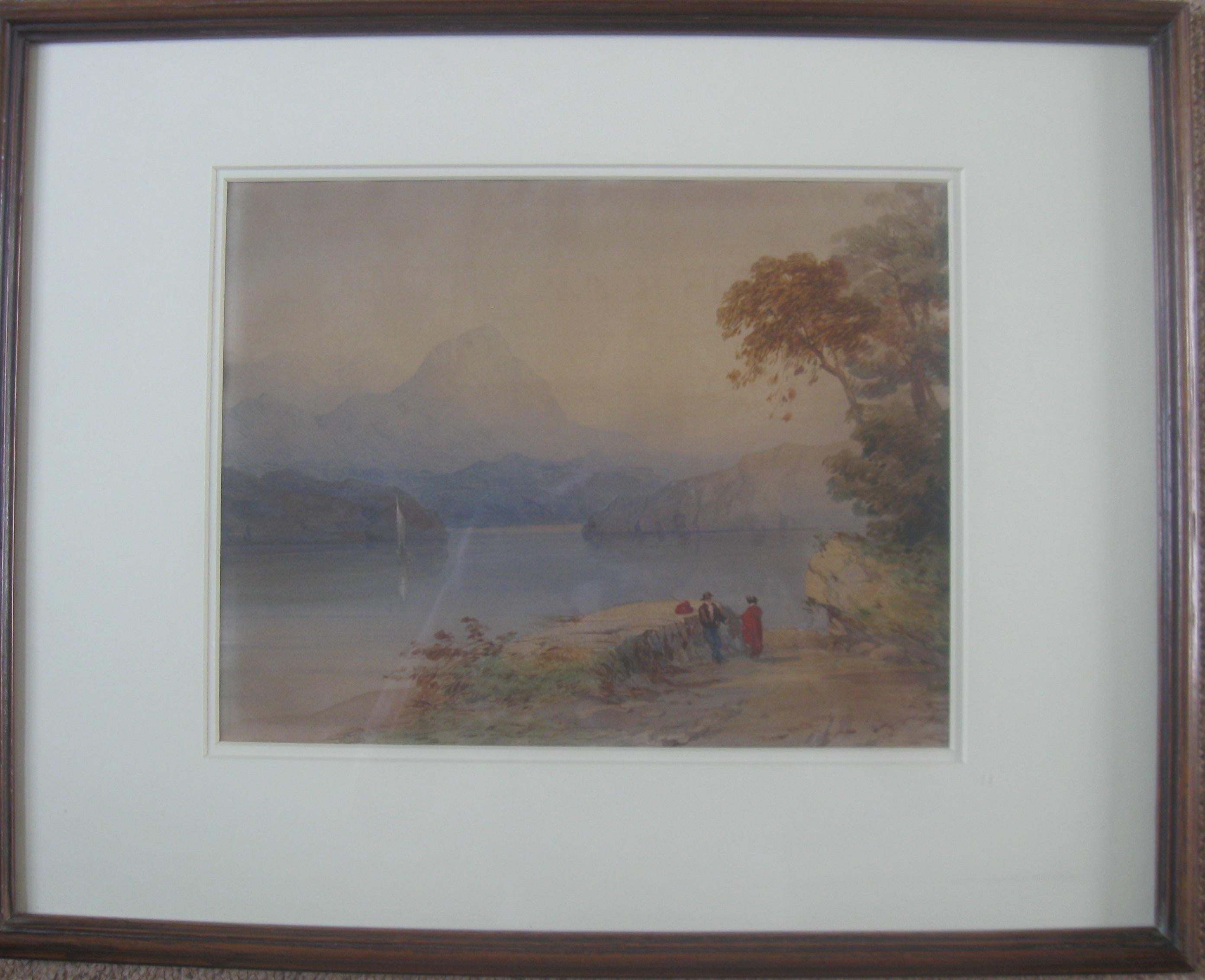 Thomas Miles Richardson (Snr),  (1784-1848). « Le lac suisse avec le Cerf-volant ». en vente 1