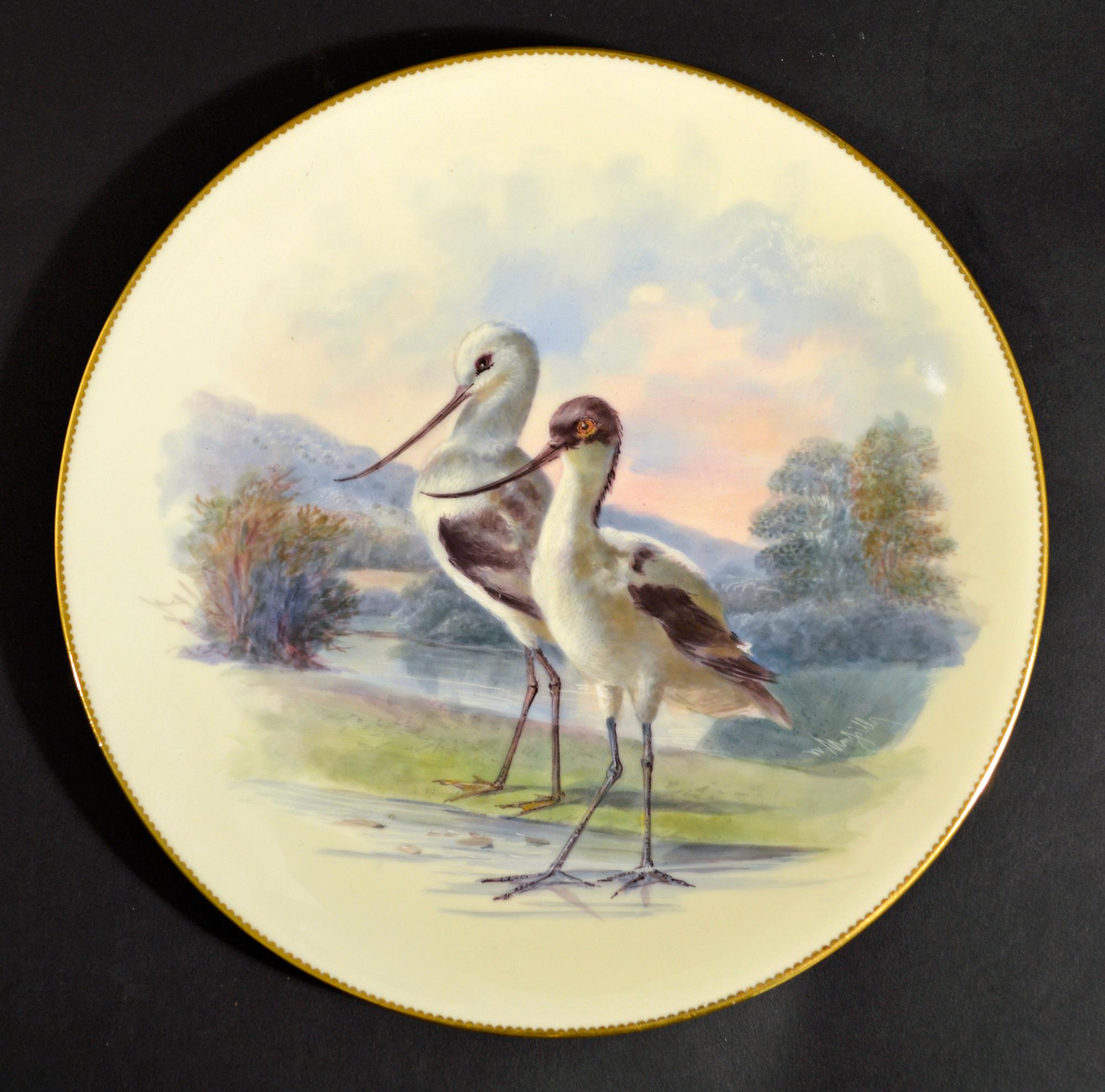 Thomas Minton Porcelain Bird Cabinet Plates, Signed by William Mussil For Sale 1