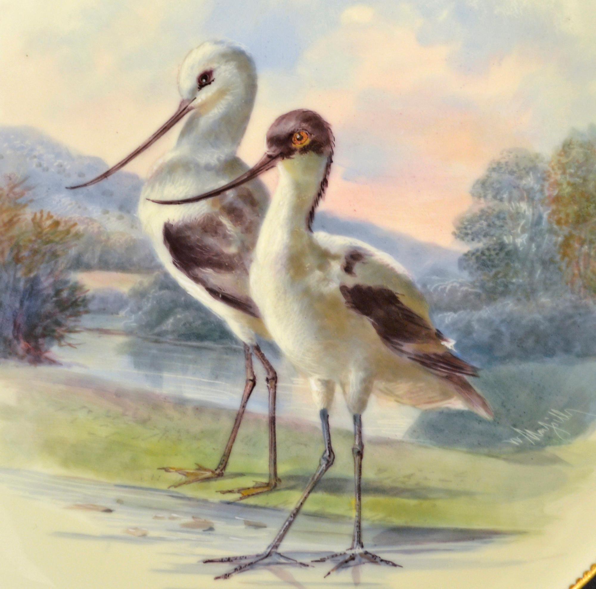 Thomas Minton Porcelain Bird Cabinet Plates, Signed by William Mussil For Sale 2